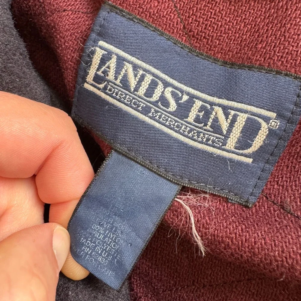 Vintage Lands End Jacket Mens Large Heavy Wool Toggle Nautical Duffle Coat